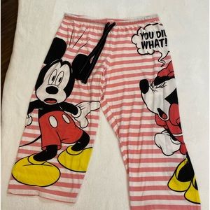 Disney XL Women’s  sleepwear Capri pants cotton elastic waist bold graphics pink